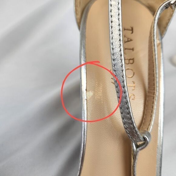 Talbots Silver Tone Metallic Strappy Stiletto Heel Ankle Strap Sandals Size 8.5 - Picture 11 of 13